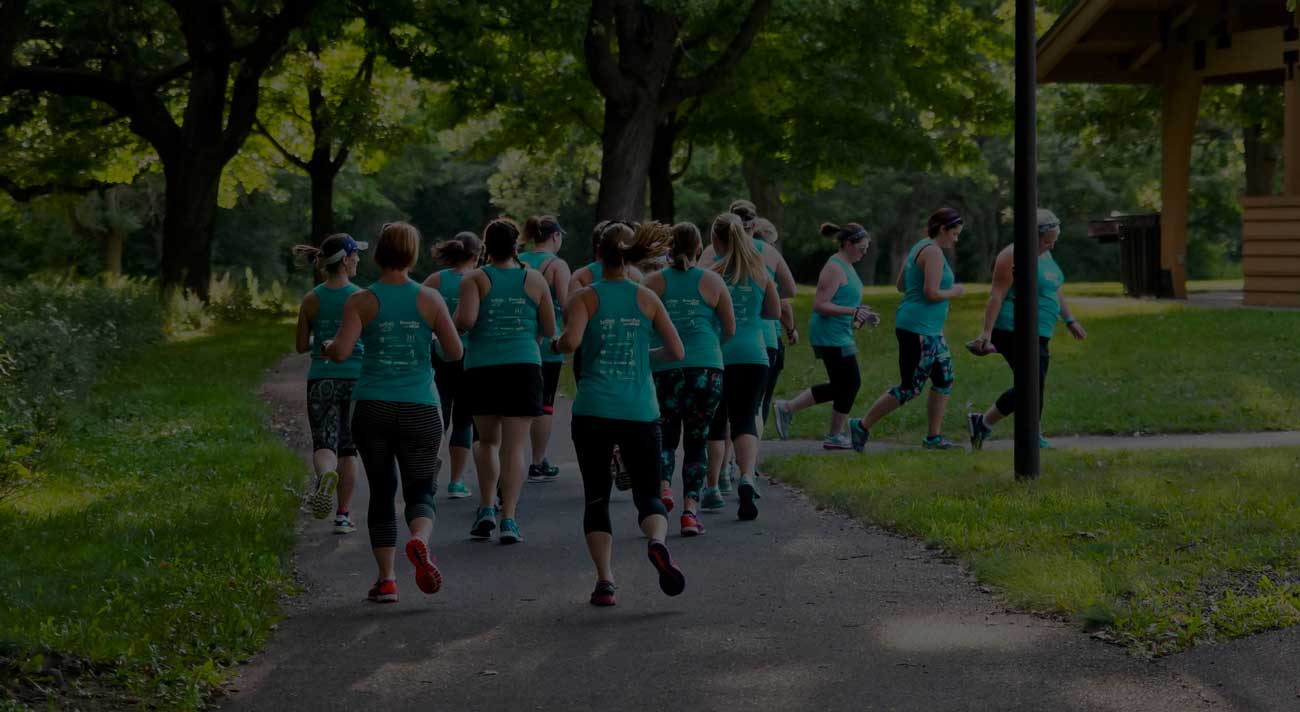 a large group of members on a path