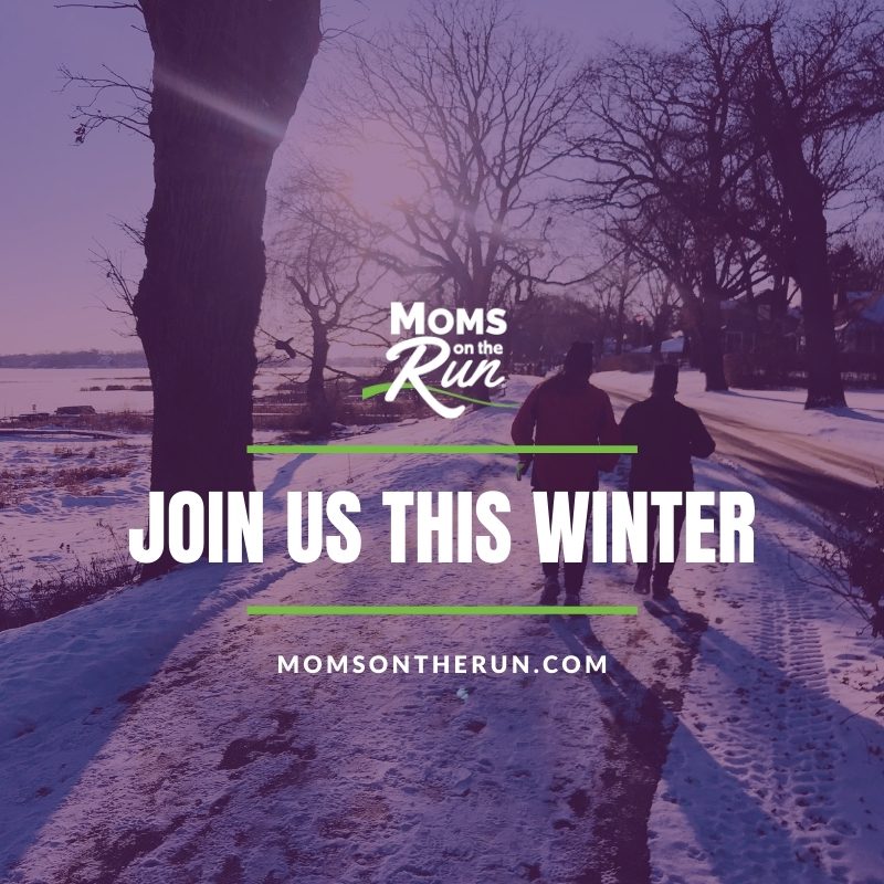 Graphic of women running in snow with the words Join Us this Winter
