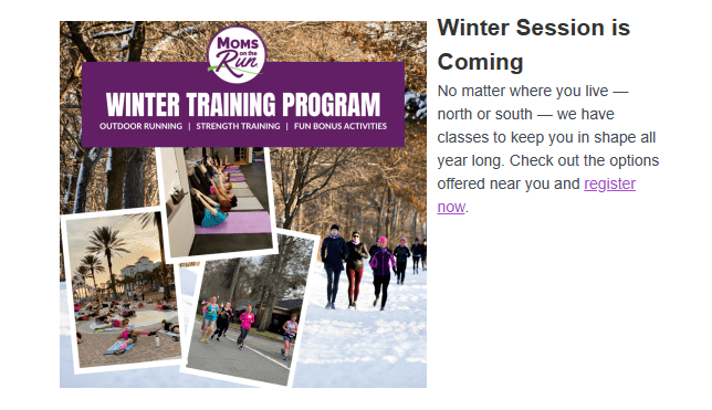 Sample image of newsletter: women running in snow