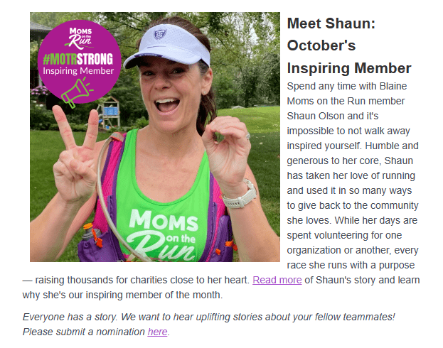 Sample image of newsletter: inspiring member