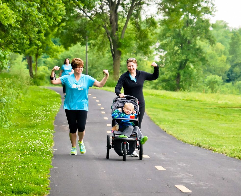 Women running with a stroller