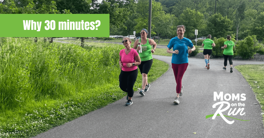 Runners at class running for 30 minutes with colorful shirts