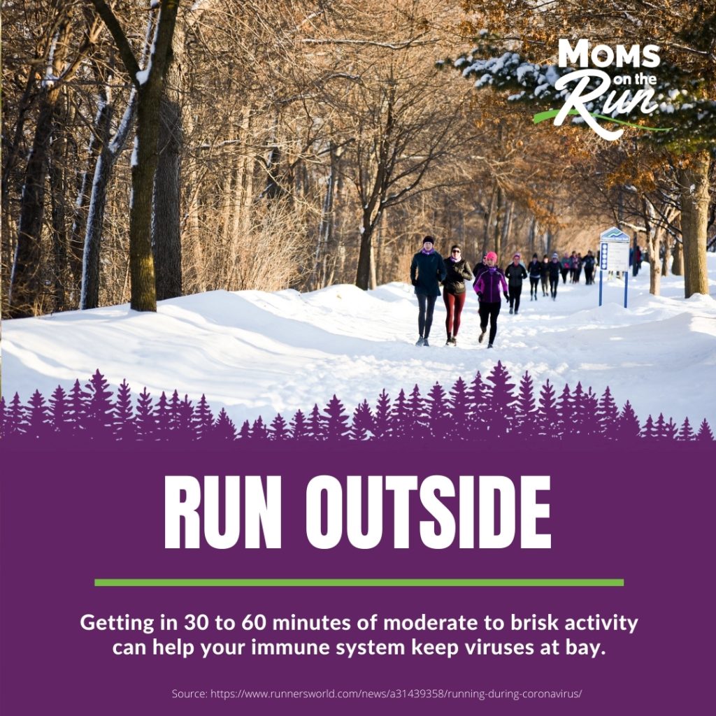 Women running in snow with the headline Run Outside