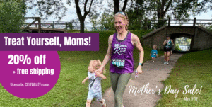 Mom running with kid