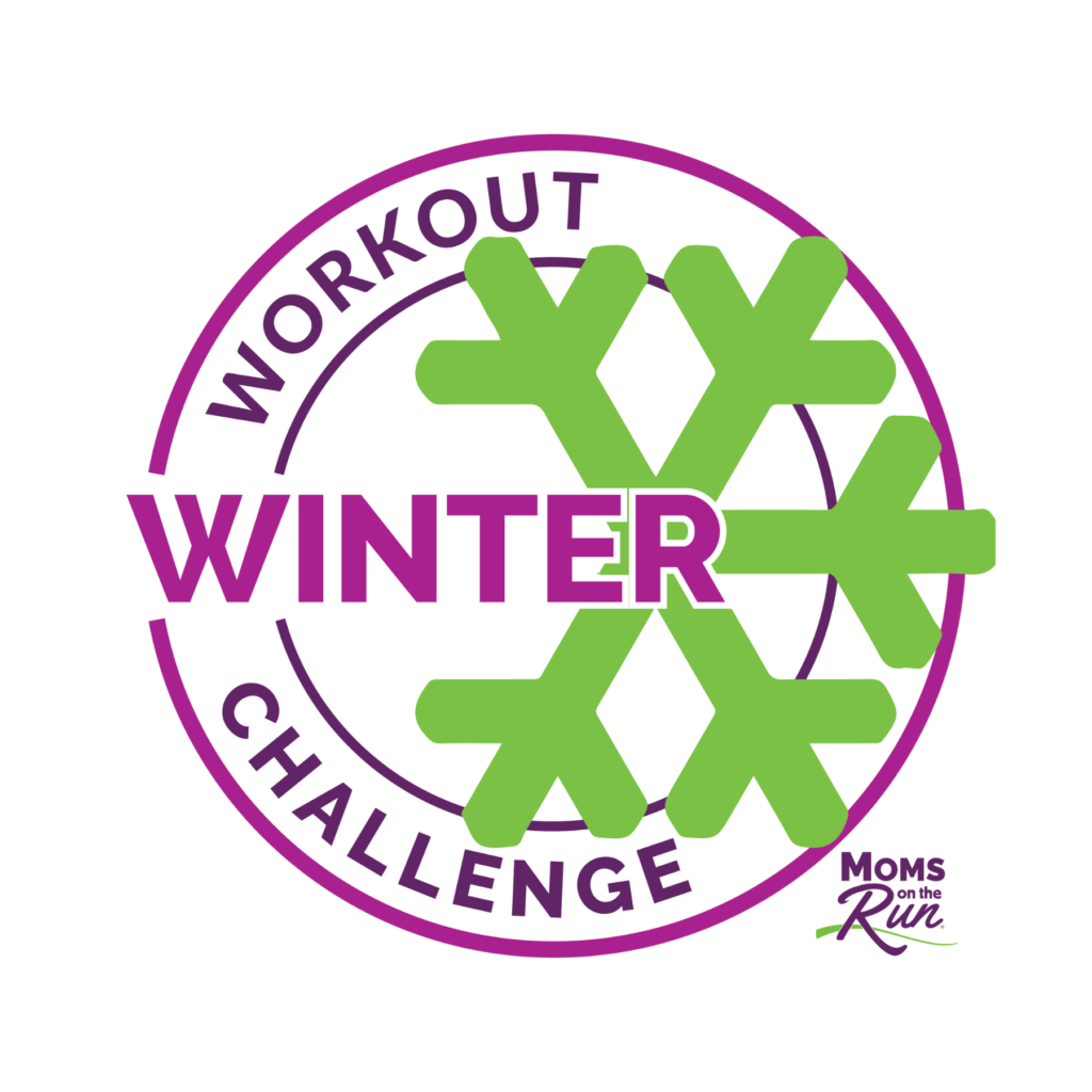 lime green snowflake with words winter workout challenge in circle