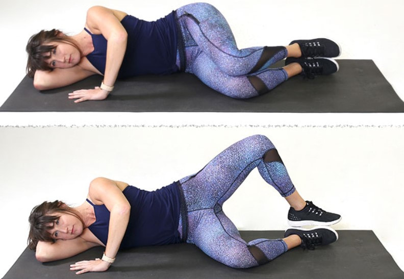 Woman on side doing clamshell
