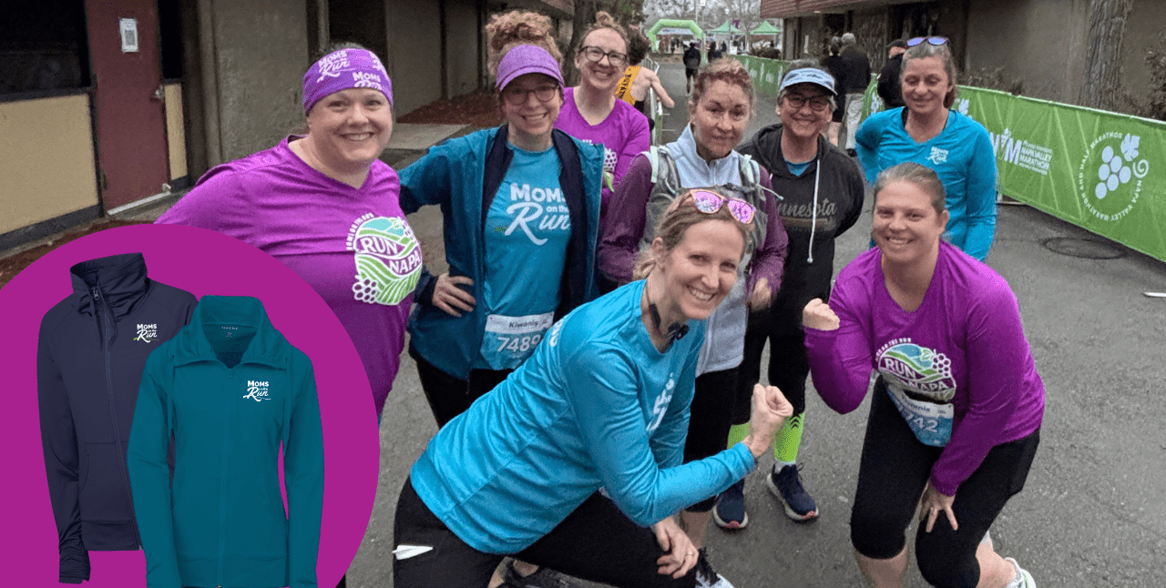 new jackets and runners posing in background