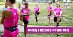 runners in pink shirts stretching