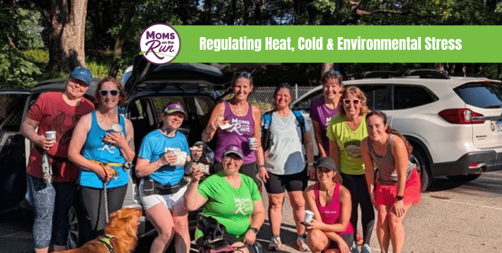 female runners in colored shirts with water cups